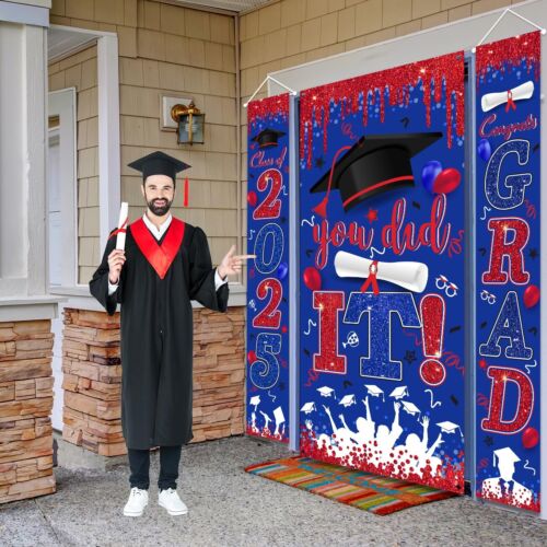 Red and Blue Graduation Decorations Class of 2025 Banner Congrats Grad Porch ... - Picture 7 of 7
