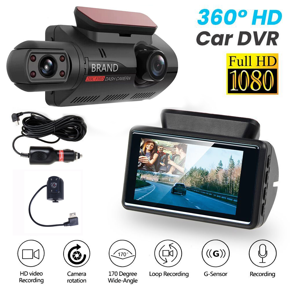 Dual Lens Car DVR Dash Cam Video Recorder G-Sensor 1080P Front And Inside Camera