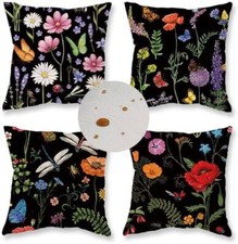Outdoor Waterproof Spring Summer Pillow Covers 18X18 Inch Set of 4 Floral Farmho