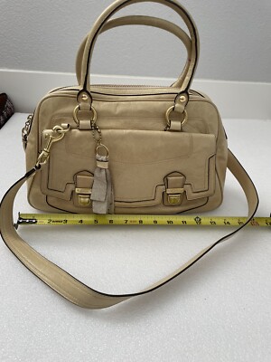 COACH, Poppy Leather, Pushlock Satchel, #17888 Green/Yellow/Beige