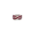 Roman+Jules Elegant Crisscross Ruby and Diamond Right Hand Ring set in 14K White
