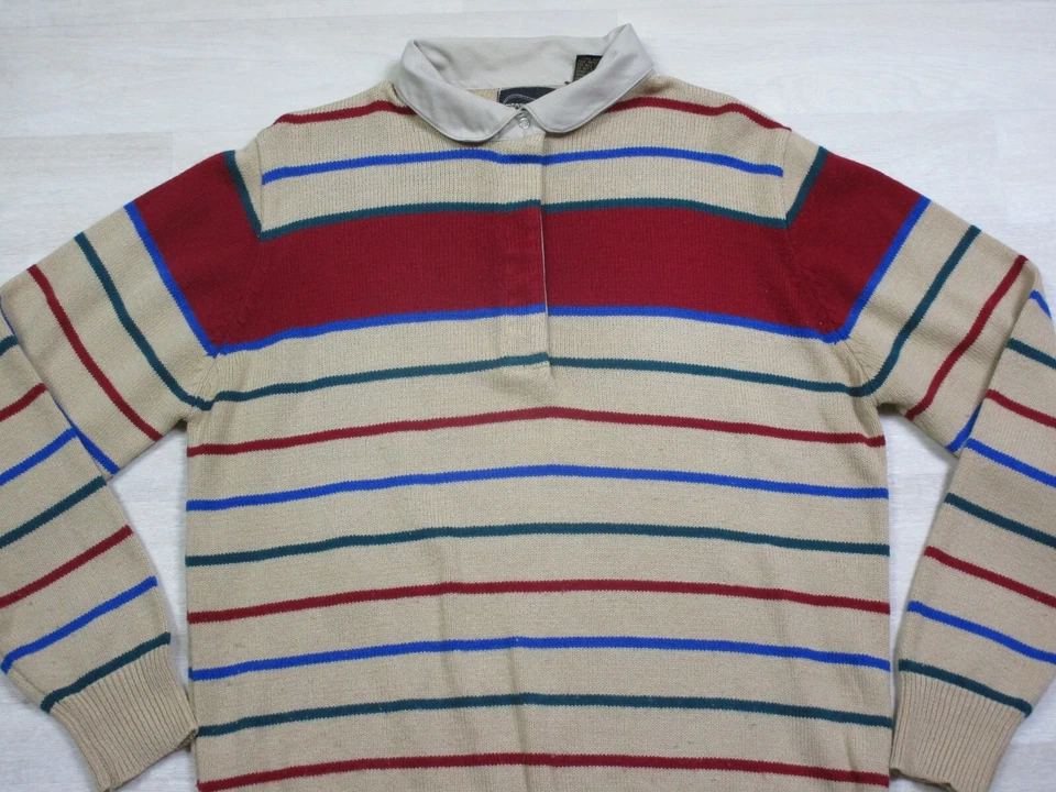 Suéter de punto polo a rayas vintage a medida de los años 60 (L) Rockabilly Cobain Grunge Foto 3 de 4