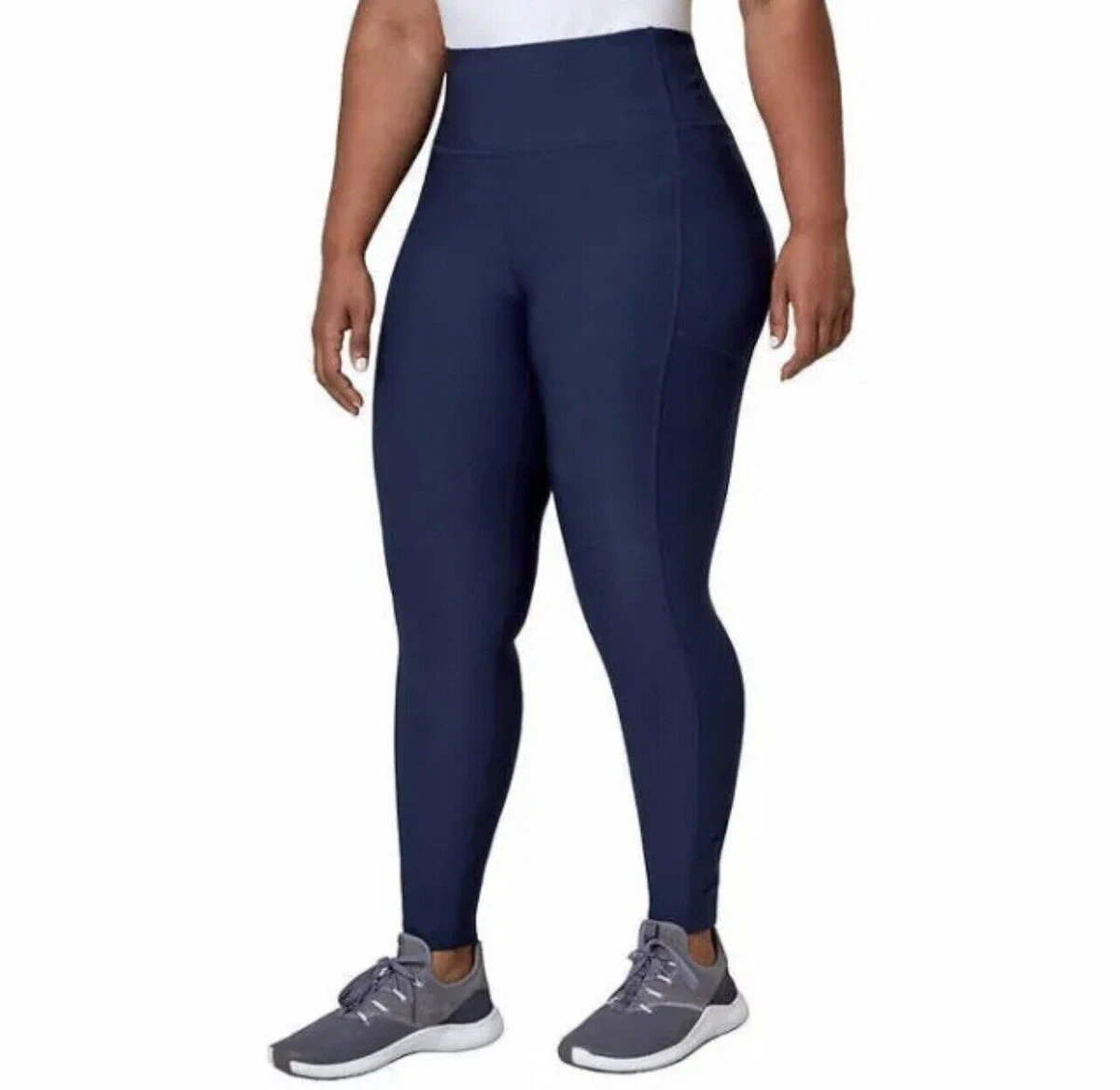 Mondetta Ladies' High Waist Active Legging Side Pockets Navy Blue Size Large