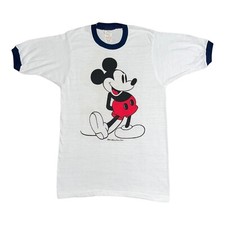 Vintage 70s 80s Mickey Mouse Ringer Tee Tropix Togs Disney UNWORN Medium Flawed