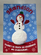 Hallmark Christmas Greeting Card Unused Grandson Snowman Snowflakes Mittens