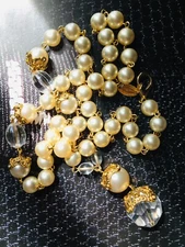 Vintage Margherita Buonanno  Faux Pearl Necklace with gold tone details
