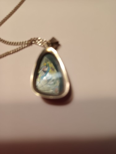 Anhänger mit Kette Echtsilber 835er 42cm Hämatit Cabochon 2,5cm 30er Jahre - Bild 11 von 12