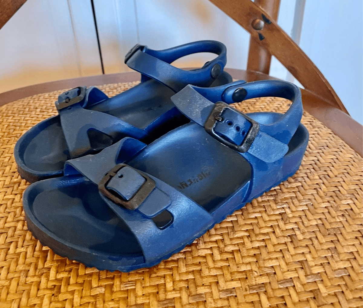 Birkenstock Navy Blue Double Strap Sandals Adults Arizona 2 Bar Mules In Navy main image 4