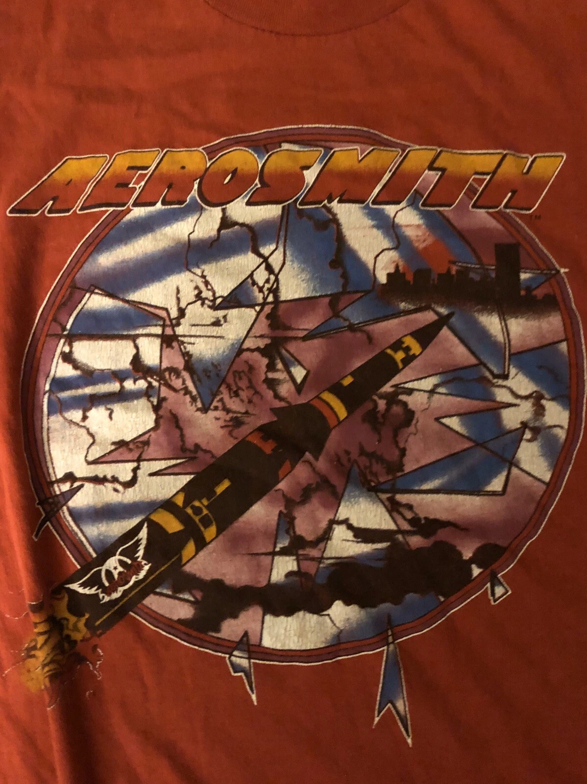 1986 Vintage Rare Red Sleeveless Aerosmith Done Mirrors Rock Concert Tour Shirt