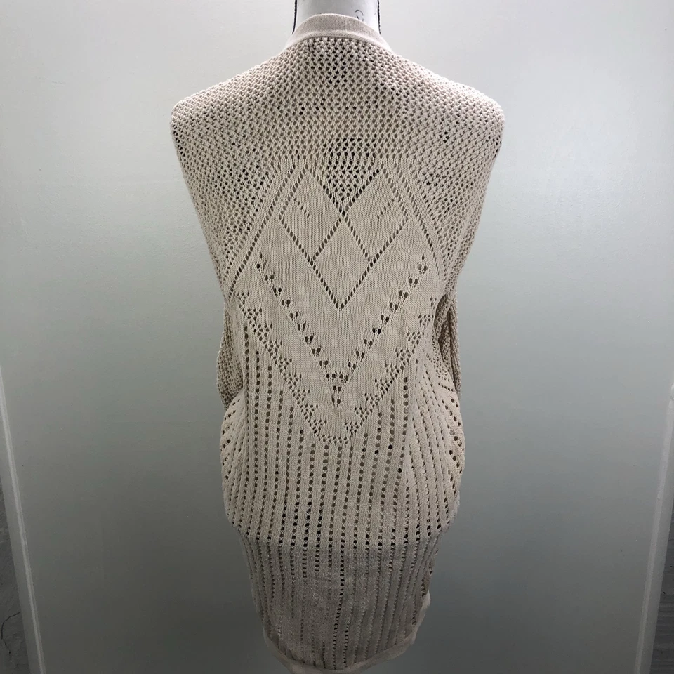 FOREVER 21 Open Style Open Knit Beige Cardigan Sweater Women's Size Medium - Image 3 of 4