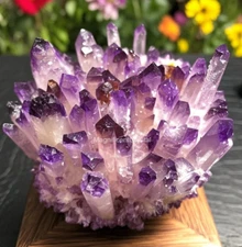 300G+ Rare Light Purple Phantom Amethyst Cluster Crystal Geode Specimen Decor