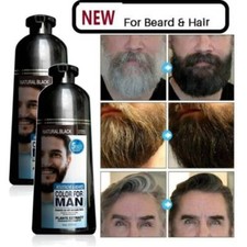 2PCS Men Black Beard Hair Color Dye Shampoo Permanent Darkening Hair Coloring