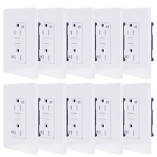 10Packs GFI GFCI Outlet 15Amp 120V GFI Receptacle LED Indicator WR TR with plate