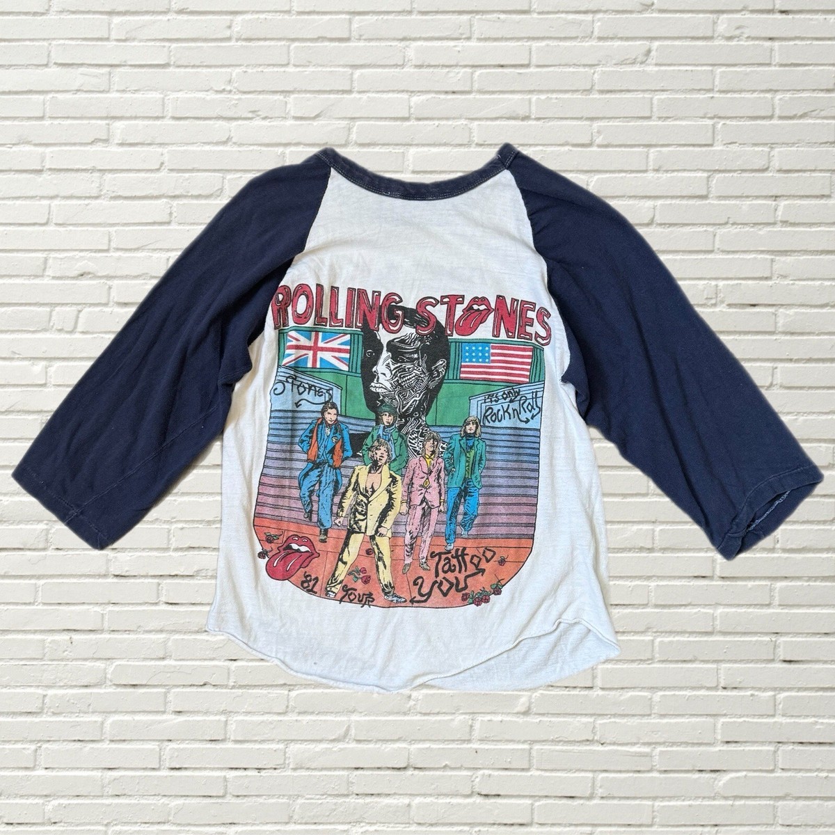 Vintage 80s 1981 Rolling Stones Tattoo Tour At MSG NYC Raglan T 