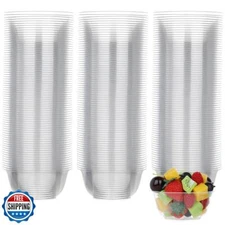 MOACOCK 100 Pack Small Clear Plastic Bowls, 8oz Hard Disposable Salad Bowls, 