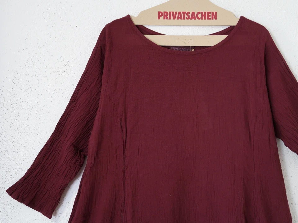 PRIVATSACHEN Crinkel Tunika-Kleid IDENTÄTER 48-50-52 (3)  Ecokattun aubergine - Bild 2 von 3