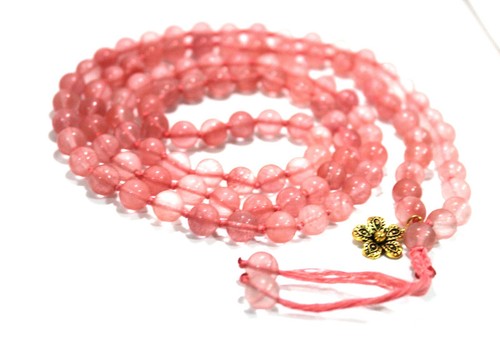 Cherry Quartz 108 + 1 beads mala Yoga Quartz Mala beads Hindu prayer meditation - Picture 3 of 7