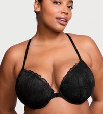 NWT Victoria  s Secret Black Underwire Full Coverage Lace Push-Up Bra Size: 36D