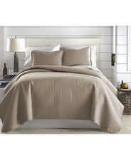 Southshore Fine Linens Oversized Lightweight Quilt and Sham Set, Taupe, King/...