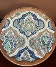 C&F Enterprises Quilted Reversible Single (1) Round Placemat  “Renee” Paisley