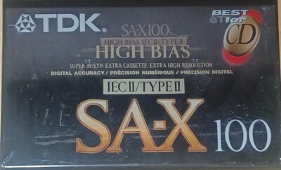 New TDK SA-X100 Blank Cassette Tape Type II High Position