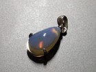 3.06 Ct. Ethiopia Natural Black PearCut Opal Silver Pendant 15x9.5x4.9 mmRhodium — photo 2