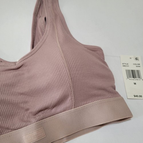 Steve Madden Ribbed Stretch Bralette Lounge PJ SM02151 Bark Mauve Size Medium - Picture 3 of 6
