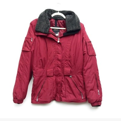 Nils Vintage Ski Jacket Puffer Red Size 10 Collapsable Hood Zip Up Pockets | eBay