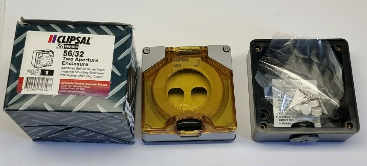 じゅん Clipsal 56/32 Two Aperture Enclosure 2 Gang Grey Face WW