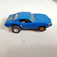 AURORA TJET HO Slot Car  #1402 PONTIAC Firebird Blue Vintage Solid rivet