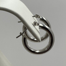 14K White Gold 15mm Small Hoop Earrings