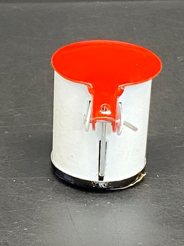 VTG Miniature Dollhouse Furniture Metal Trash Can Foot Pedal Flip Top Red White - Picture 6 of 7