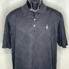 Gear for Sports Black Golf Polo Shirt Mens L Short Sleeve Buttons Embroidery