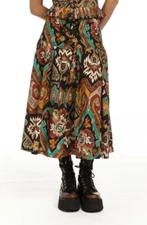 LOVE THE LABEL Belle Skirt Marrakesh Print Corset Lace Up Midi Skirt, Size XS