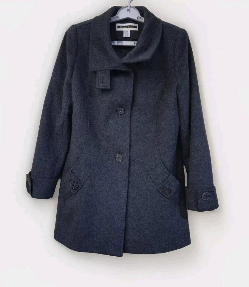 Kristen Blake Vtg Coat Medium Gray Australian Wool Blend Capsule  - Image 2 of 4