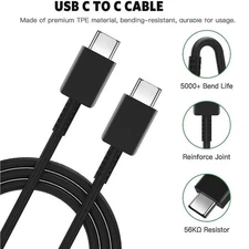USB-C to USB C Type-C Super Fast Charging Cable Data SYNC Charger Cord 3Ft