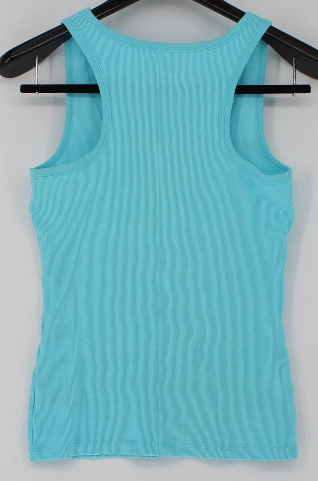 Без границ Майка женщин XL бирюзовый синий без рукавов ребристый эластичной повседневный - Изображение 2 из 4