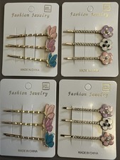 Girls 4-3pks of Hair Barrettes Butterflies and Flowers Pastel 12 Clips Women  s
