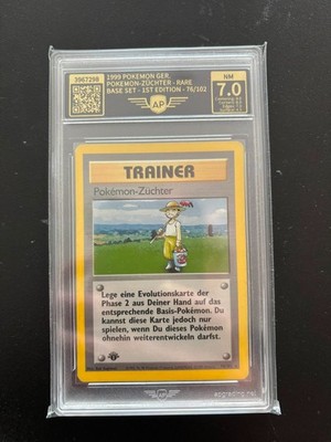 Pokémon Züchter 76/102 1. Edition Deutsch Base Set 1999 AP 7.0 Grading
