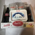 Vintage Coca Cola Polar Bears Collectors Christmas Set Glasses And Tray 90’s