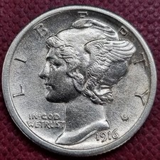 1916 Mercury Dime 10c High Grade BU UNC Uncirculated #100174