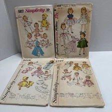 Vintage Lot 4 16" Doll Patterns from 1950- 1960 Simplicity 4128 3218 4727 6817