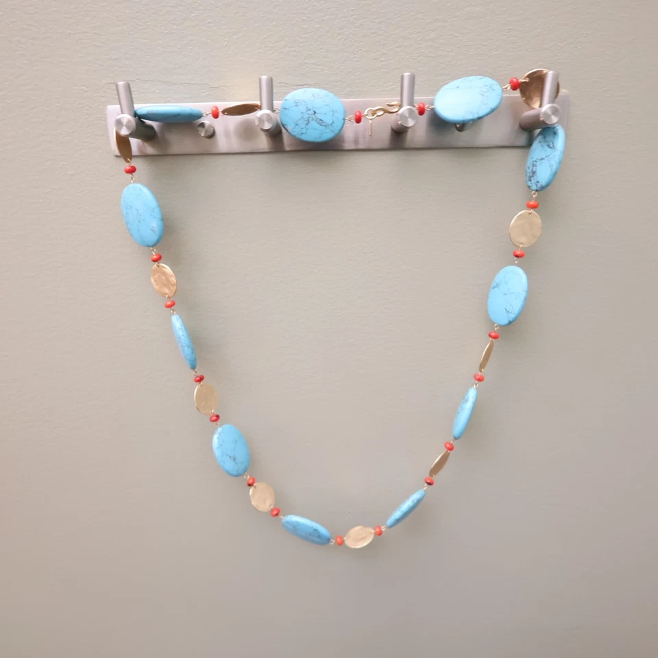 Kenneth Jay Lane ювелирный набор KJL бирюзовое ожерелье серьги надпись золотистый - Изображение 4 из 4