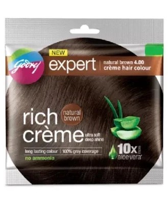 5 x Godrej Expert Rich Creme Hair Colour Natural Brown Free Shipping