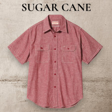 SUGAR CANE SC39703 RED CHAMBRAY WORK SHIRT SHORT SLEEVE Made in Japan New