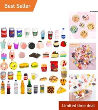 Delightful 50 Pcs Mini Food and Drink Set for Kids' Play Kitchen Adventures
