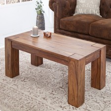 Massivholz Couchtisch MAKASSAR 100cm Sheesham einzigartige Maserung