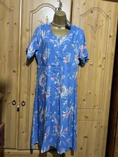 Amber Blue Dummer Dress Length 42 Size16 Shortsleeve Floral New Visvose Beach