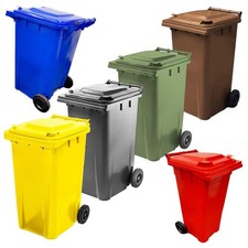 240 Litre General Waste Recycling Trash Wheelie Bins With Lid, Handle & Wheels