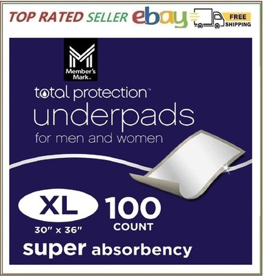 Member's Mark Total Protection Underpads Extra-Large, 30'' x 36'' 100 ct